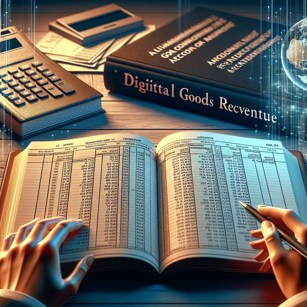 Ledger book with digital goods revenue entries