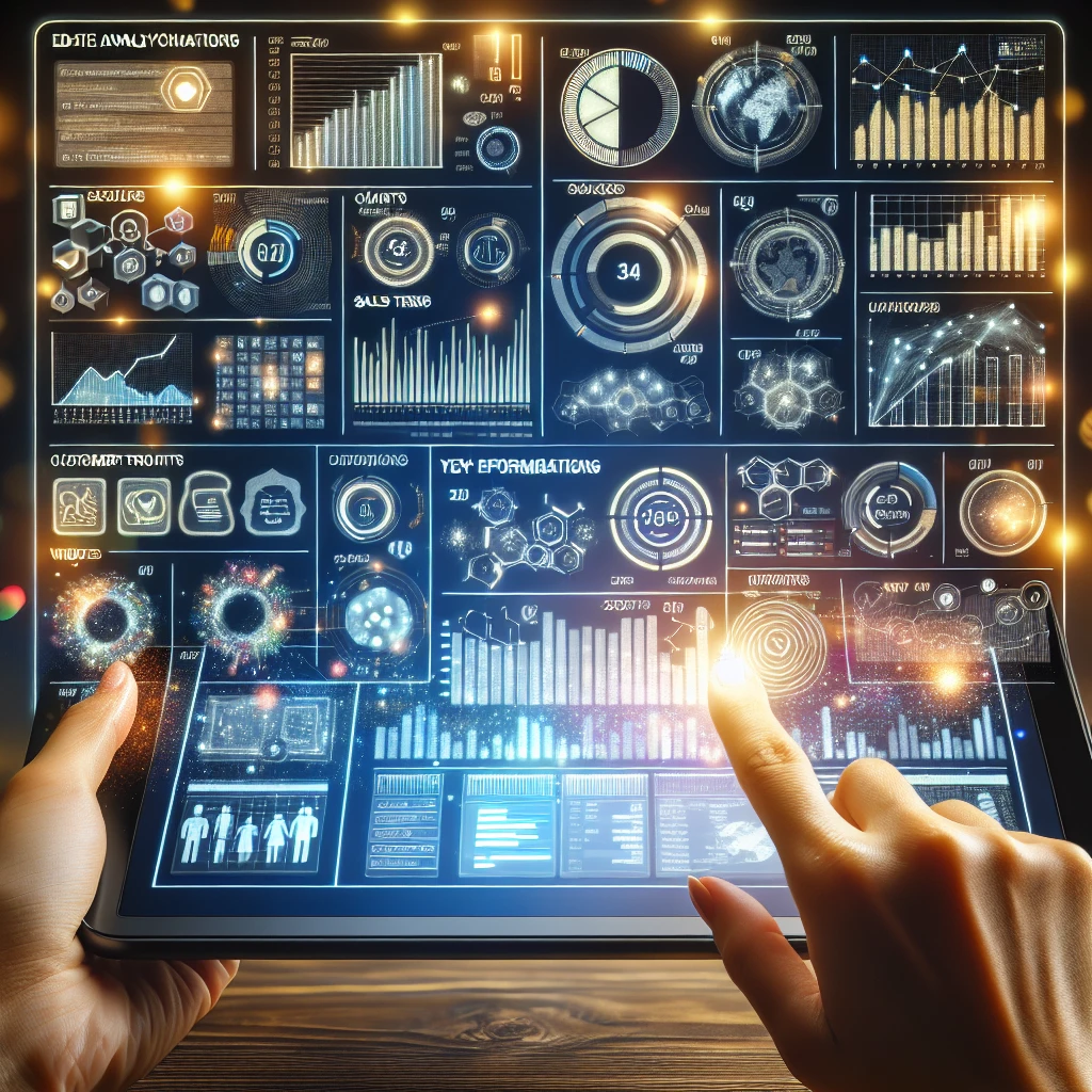 Glowing data analytics dashboard