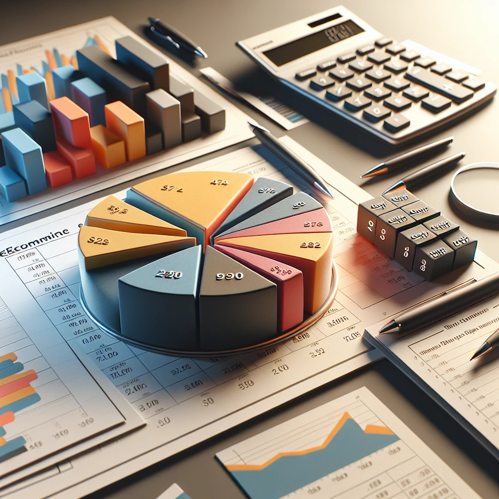 3D pie chart and bar graphs of budget