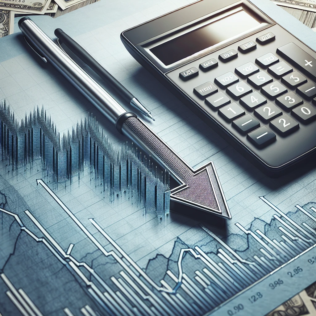 Calculator and charts with downward arrows