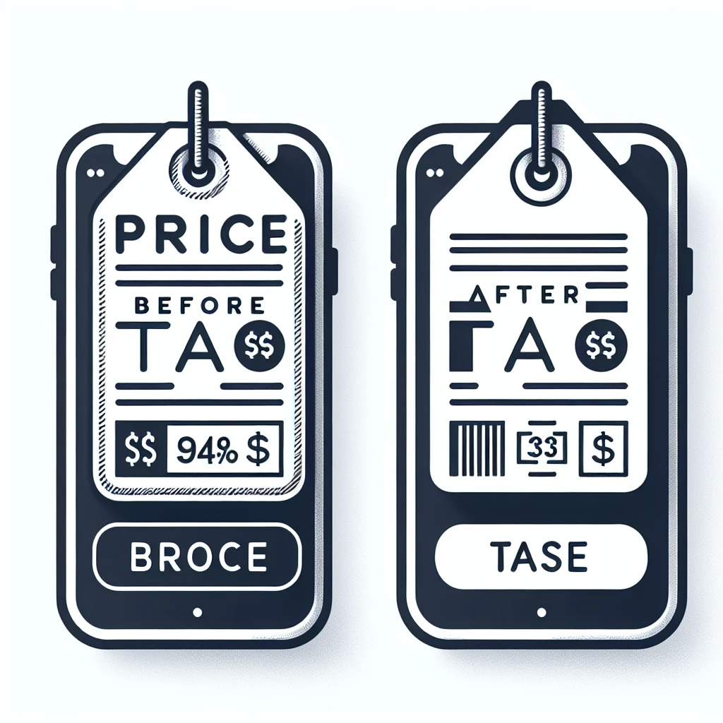 Price tag showing before and after tax prices